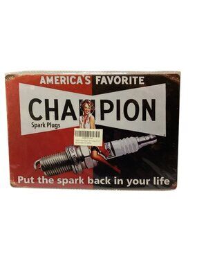 Champion Spark Plugs 12X8 Golden Era Retro Distressed Tin Sign Mult Color NEW